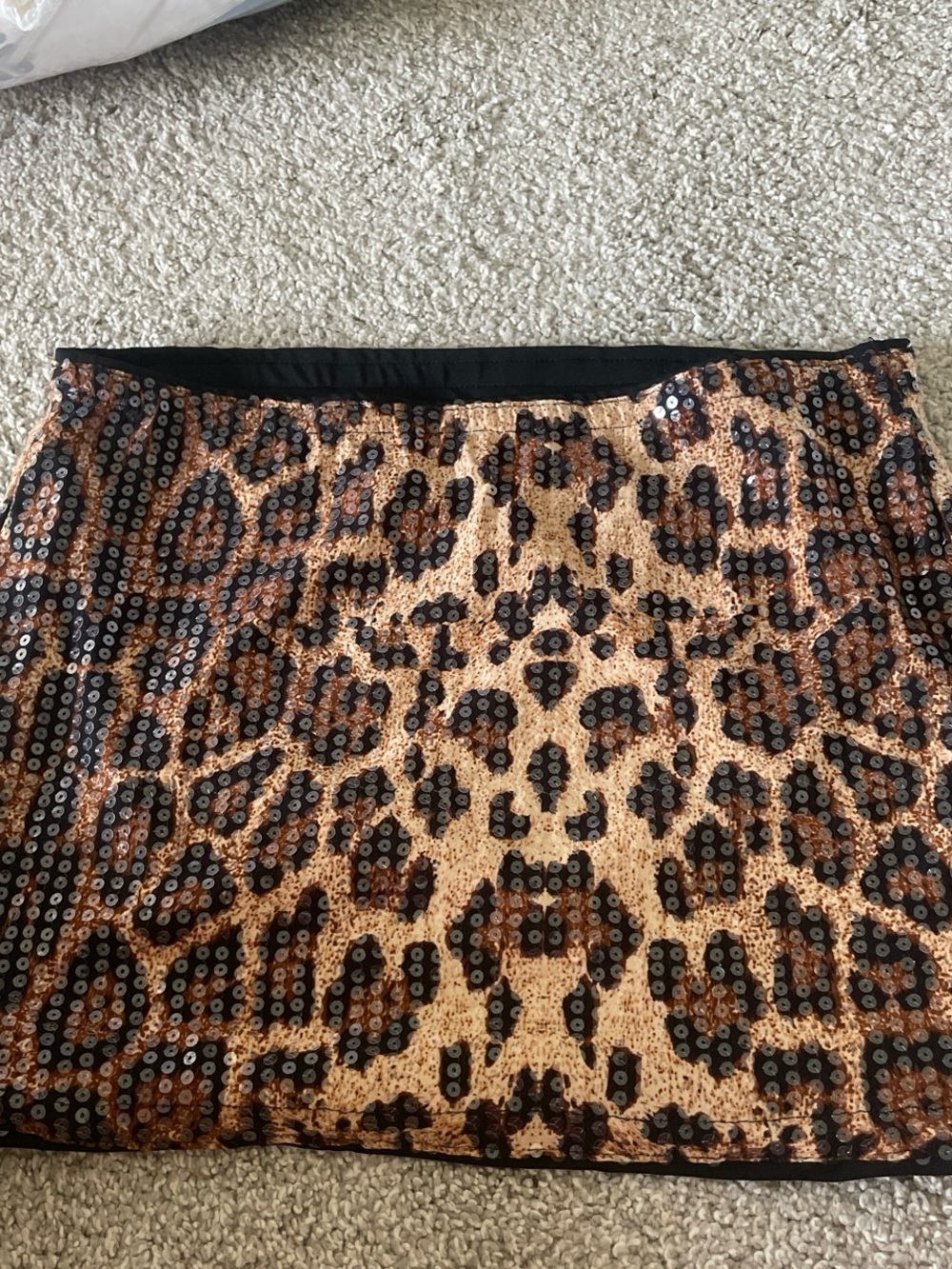 Amazon Sequined Leopard Mini Skirt - Black and Brown